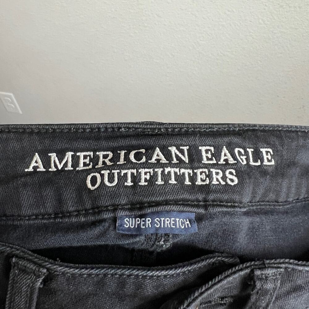 American Eagle Jegging Women's 2 Reg Black Skinny Low Rise AEO Denim X Stretch - Picture 5 of 7